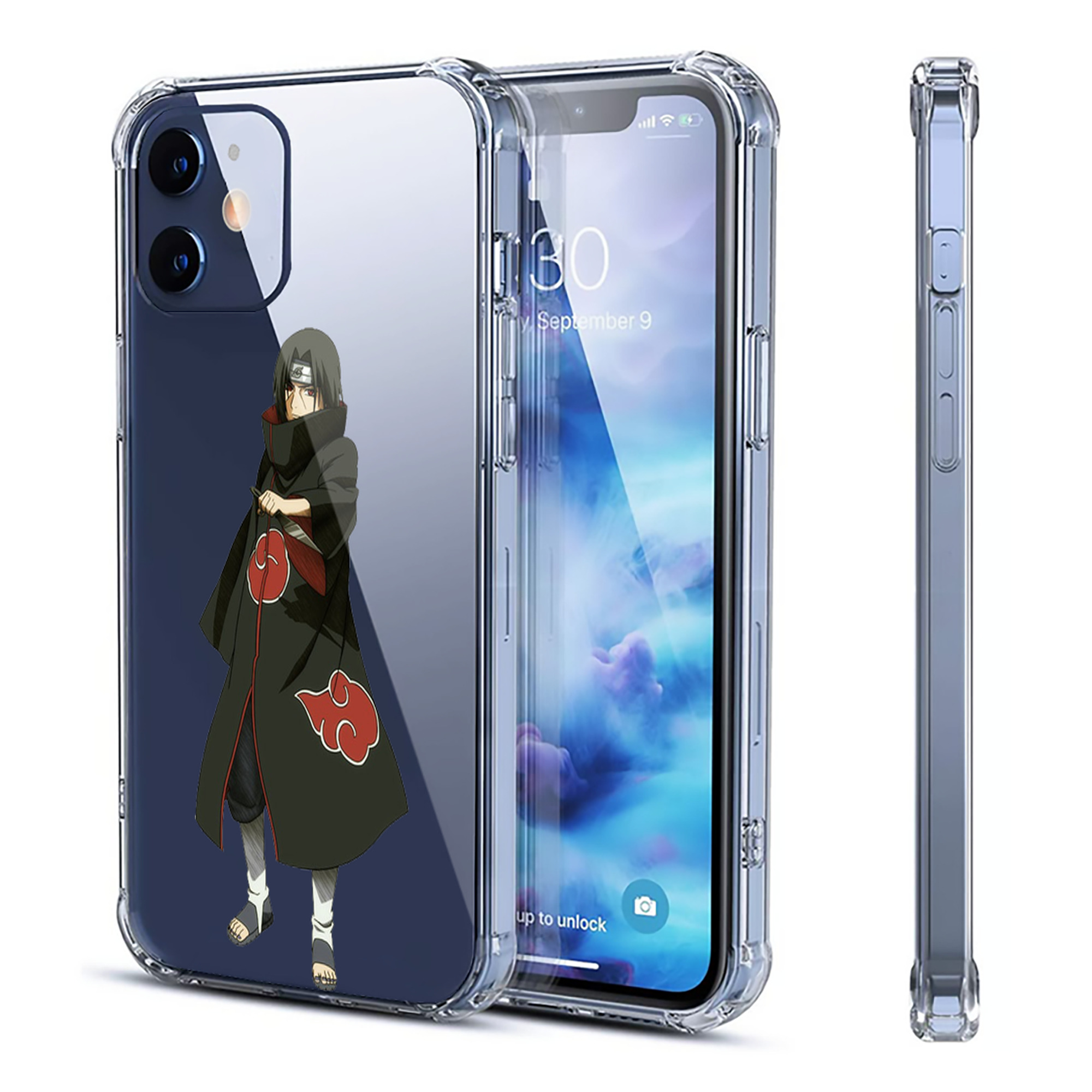（画像用） NARUTO -ナルト- うちは イタチ Uchiha Itachi 【iPhone 12シリーズ対応】透明スマホケース（クリアソフトケース）